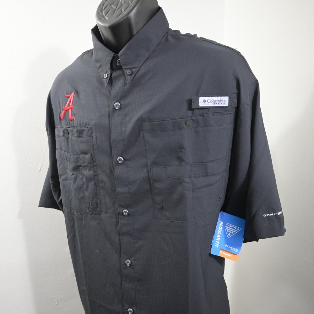 Columbia PFG Fishing Shirt Men XLT NEW Regular Black Alabama Crimson Tide XT7417 - Picture 2 of 16